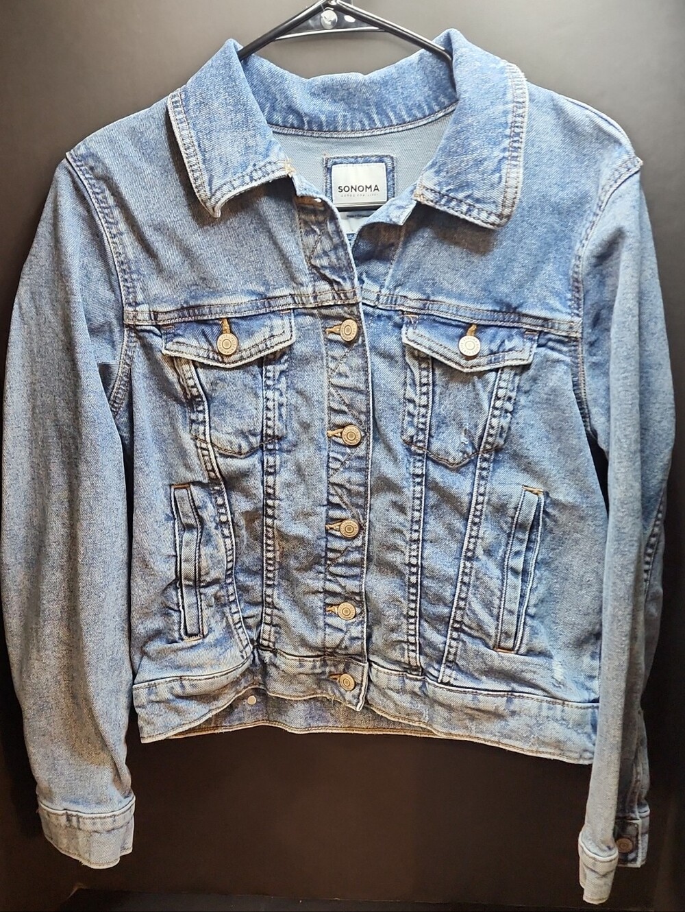 Sonoma Light Blue Distressed Denim Jean Jacket for Women